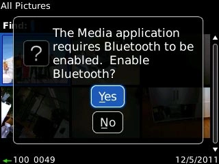 If Bluetooth is turned off:Scroll to Yes and press the Navigation key to turn on Bluetooth.