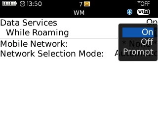 Highlight On or Off and press the Navigation key.