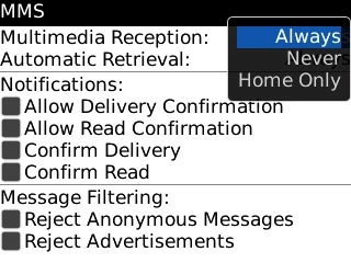 Scroll to Always and press the Navigation key.