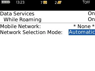 Highlight the drop down list next to Network Selection Mode and press the Navigation key.