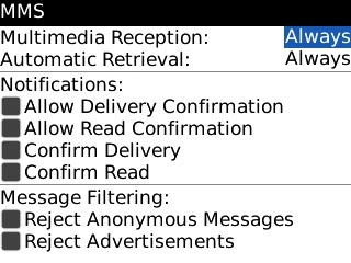 Highlight the drop down list next to Multimedia Reception and press the Navigation key.