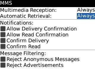 Highlight the drop down list next to Automatic Retrieval and press the Navigation key.