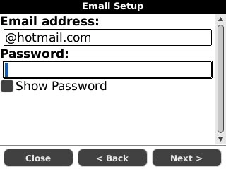 Highlight the field below Password and key in the password for your email account at your email provider.