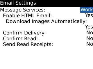 Highlight the drop down list below Message Services and press the Navigation key.