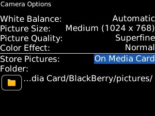 Highlight the drop down list next to Store Pictures and press the Navigation key.