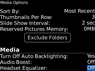 Highlight the drop down list next to Headset Equalizer and press the Navigation key.
