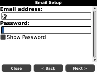Highlight the field below Password and key in the password for your email account.