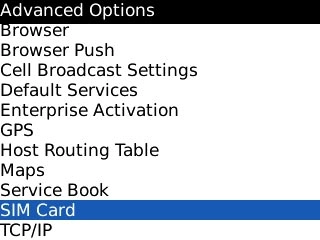 Scroll to SIM Card and press the Navigation key.