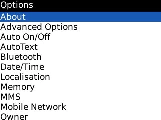 Scroll to About and press the Navigation key.The software version is displayed.