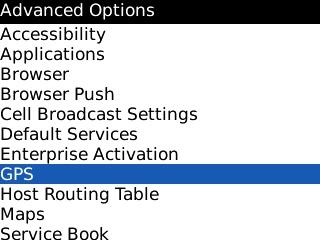 Scroll to GPS and press the Navigation key.
