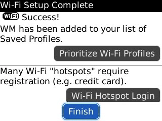 Scroll to Finish and press the Navigation key.