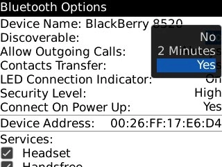 Highlight Yes, 2 Minutes or No and press the Navigation key.