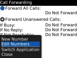 Scroll to Edit Numbers and press the Navigation key.
