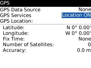 Highlight the drop down list next to GPS Services and press the Navigation key.
