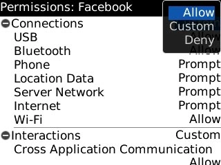 Scroll to Allow and press the Navigation key.