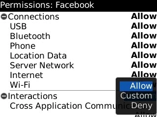 Scroll to Allow and press the Navigation key.