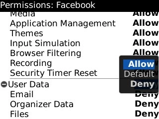 Scroll to Allow and press the Navigation key.