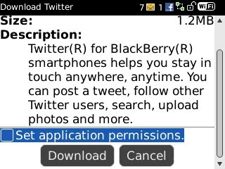 Scroll to Set application permissions and press the Navigation key to turn on the function.