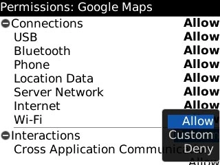 Scroll to Allow and press the Navigation key.