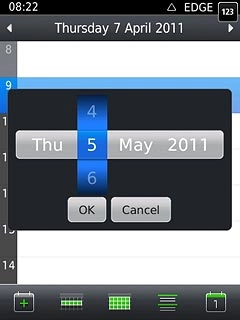 Slide the numbers up or down to select the date.