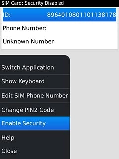 Press Enable Security or Disable Security (depending on the current setting).