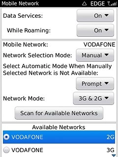 Your phone will search for networks within range and a list of available networks will show on your display.Press the required network.Your display will tell you if you've access to the network you've chosen. If the display tells you that you don't have access to the selected network, it's because Vodafone doesn't have a roaming agreement with the network operator.