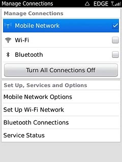 Press Mobile Network to turn flight mode on or off.When the box next to the menu item is unticked, flight mode is turned on.