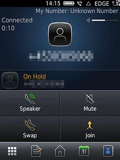 Your calls are displayed on a list and the call on hold is indicated by On Hold.