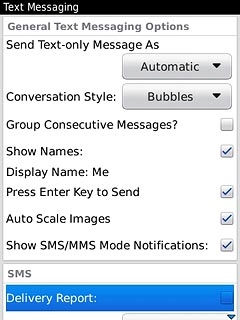 Press Delivery Report to turn request for delivery reports on or off.