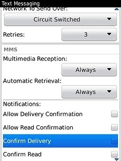Press Confirm Delivery to turn the function on or off.