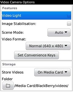 Press Video Light to turn video light on or off.