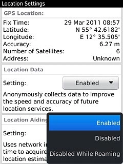 Press Enabled, Disabled or Disabled While Roaming.