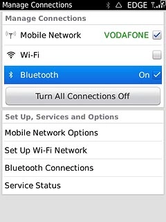When the box next to the menu item is ticked (V), Bluetooth is turned on.