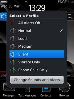 To turn on silent mode:Press Silent.