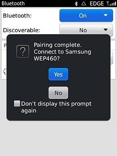 Check that the same access code is displayed on both devices and press Yes.The Bluetooth device is added.
