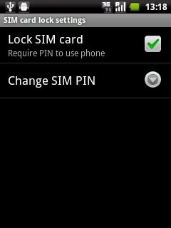 Press Lock SIM card to turn use of PIN on or off.