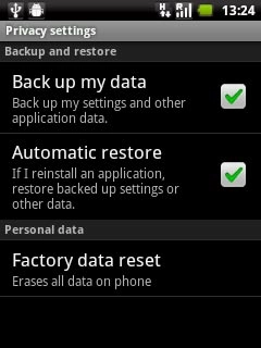 Press Factory data reset.