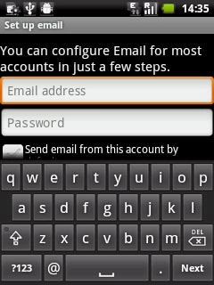 Press Email address and key in your email address (such as name@provider.com).