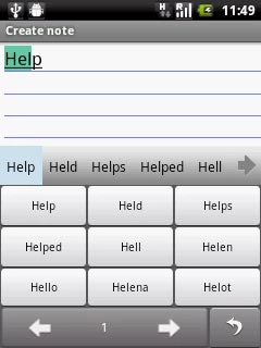 Press the required word to insert it.
