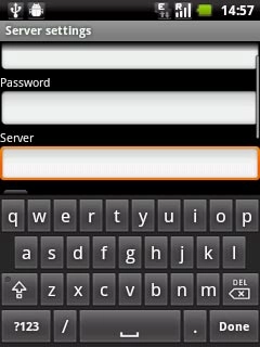 Press the field below Server and key in the server address.