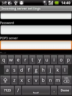 Press the field below POP3 server and key in the name or IP address of your email provider's incoming server.