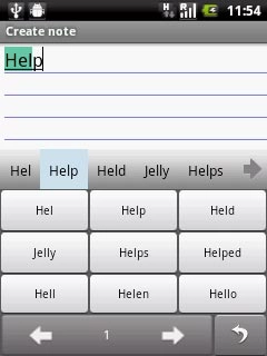 Press the required word to insert it.