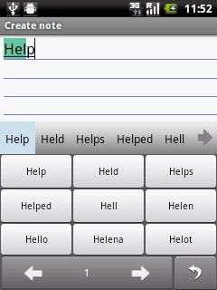 Press the required word to insert it.