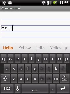 Press the required word to insert it.