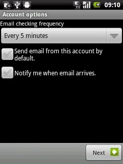 Press Notify me when email arrives to turn the function on or off.