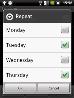 When the box next to a day is ticked (V), the day is selected.