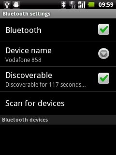 Press Scan for devices.Your phone now searches for devices and after a moment, a list of Bluetooth devices within range is displayed.