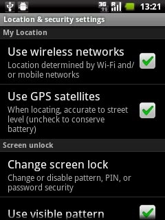 Press Change screen lock.If the phone lock code is a pattern:Draw the current phone lock code.
