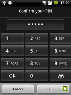 Key in the phone lock code again and press OK.