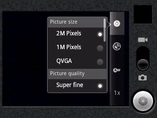 Press 2M Pixels, 1M Pixels or QVGA.